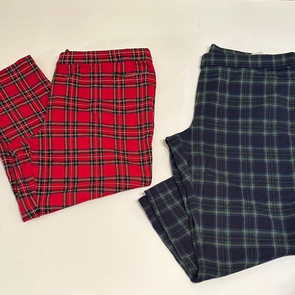 2 SUSAN GRAVER WEEKEND PLAID PANTS